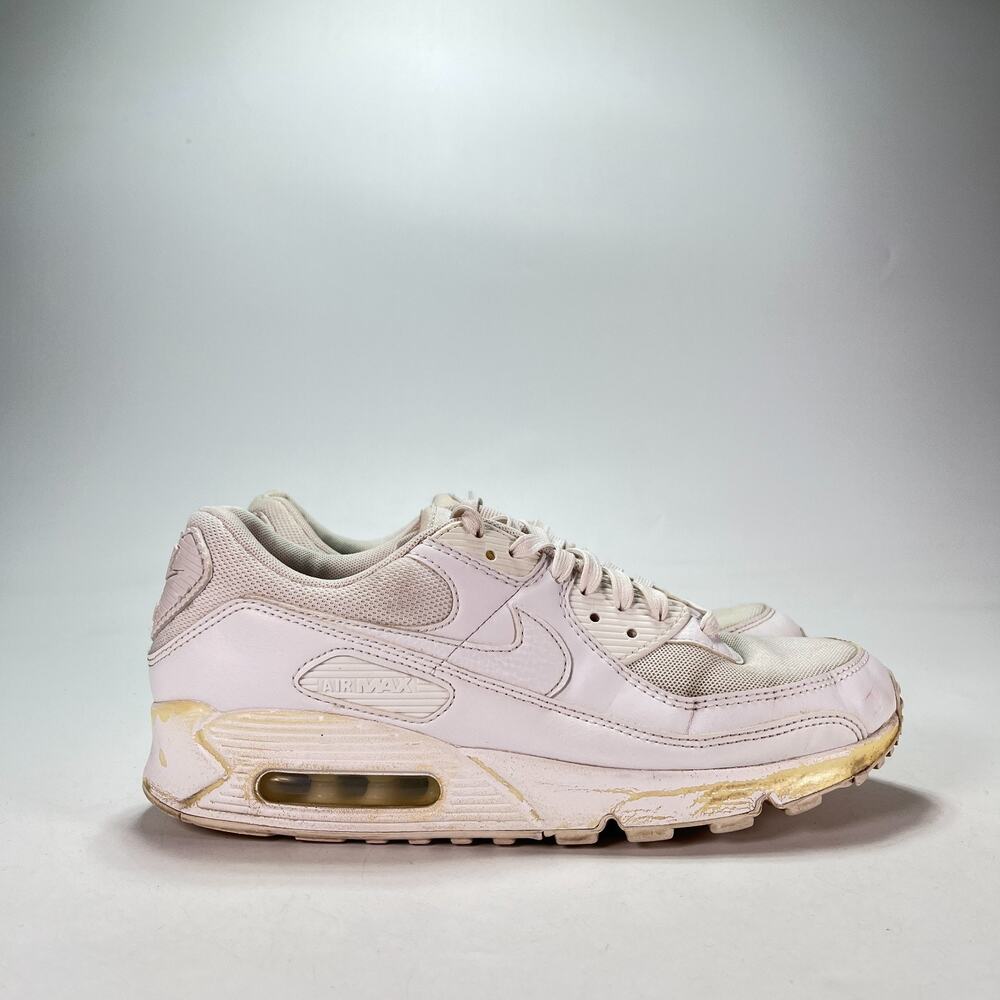 Nike Air Max 90 Triple White Casual Low Top Sneakers DH8010-100 Women's Size 10